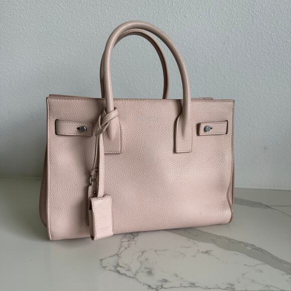 Yves Saint Laurent Handbags - Yves Saint Laurent Rose Pink Grained Calfskin Leather Baby Sac De Jour Bag